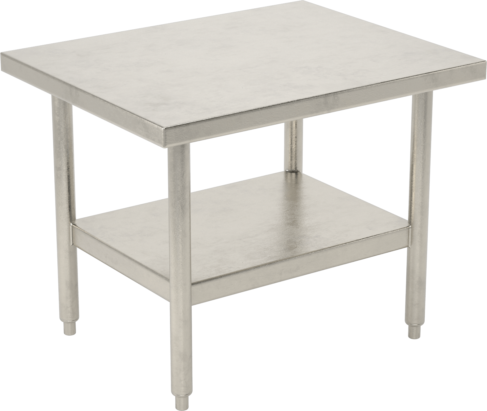 Raflı Paslanmaz Çelik Masa, Düşük Profilli, Sabit, 24“ Yükseklik x 30” Genişlik x 24" Derinlik