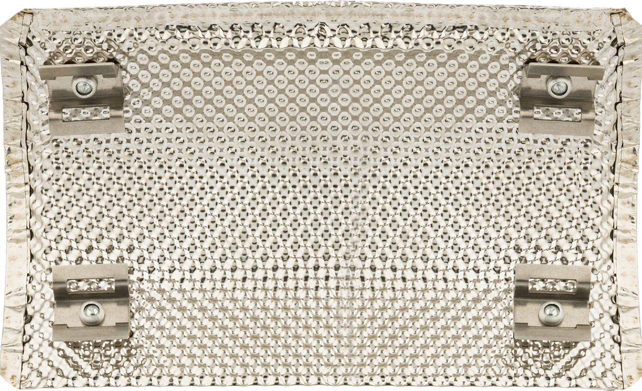 Isı Bariyer Levhası, Paslanmaz Çelik Kaplamalı Silika, 4-1/2" Genişlik, 8-1/2" Uzunluk, Gümüş