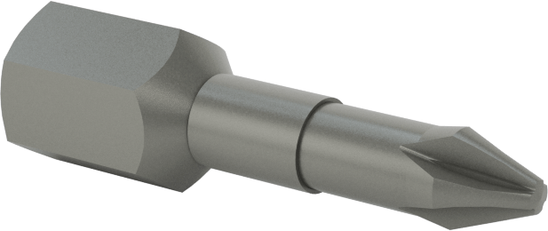 Darbeli Tornavidalar için Pozidriv® Uç, Aletler için 1/4" Altıgen Şaft, 1 Numaralı Boyut, Elmas Kaplamalı