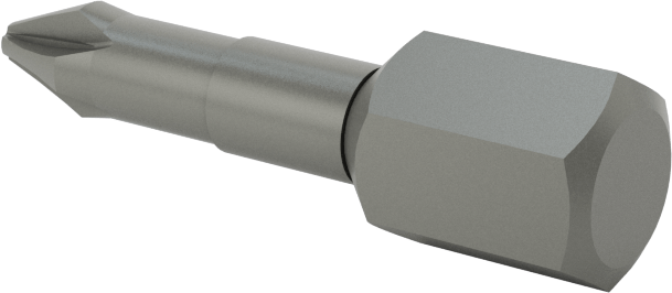 Darbeli Tornavidalar için Pozidriv® Uç, Aletler için 1/4" Altıgen Şaft, 1 Numaralı Boyut, Elmas Kaplamalı