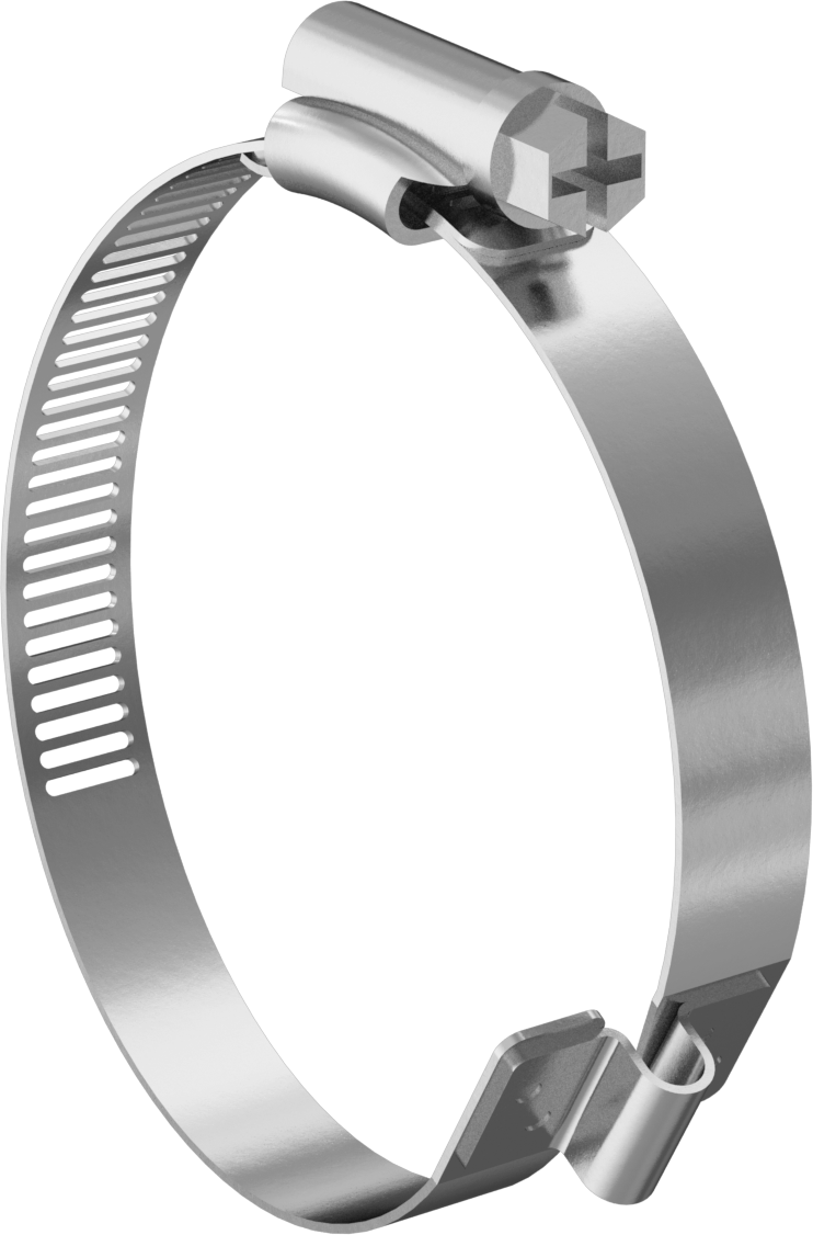 Spiral Kanal için Kanal Hortum Kelepçesi, 410 Paslanmaz Çelik Vidalı 200/300 Paslanmaz Çelik, 1.75"-2.5" ID, Sağ El Spiral