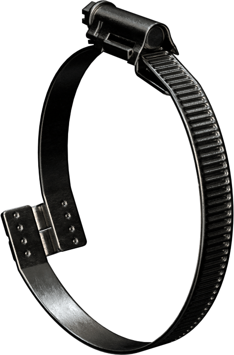 Spiral Kanal için Kanal Hortum Kelepçesi, 410 Paslanmaz Çelik Vidalı 200/300 Paslanmaz Çelik, 2.13"-3.13" ID, Sol El Spiral