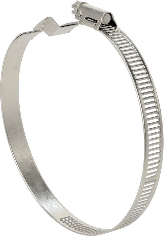 Spiral Kanal için Kanal Hortum Kelepçesi, 301 Paslanmaz Çelik, 305 Paslanmaz Çelik Vida ile, 3-1/4"-4-3/4" ID, Sol El Spiral