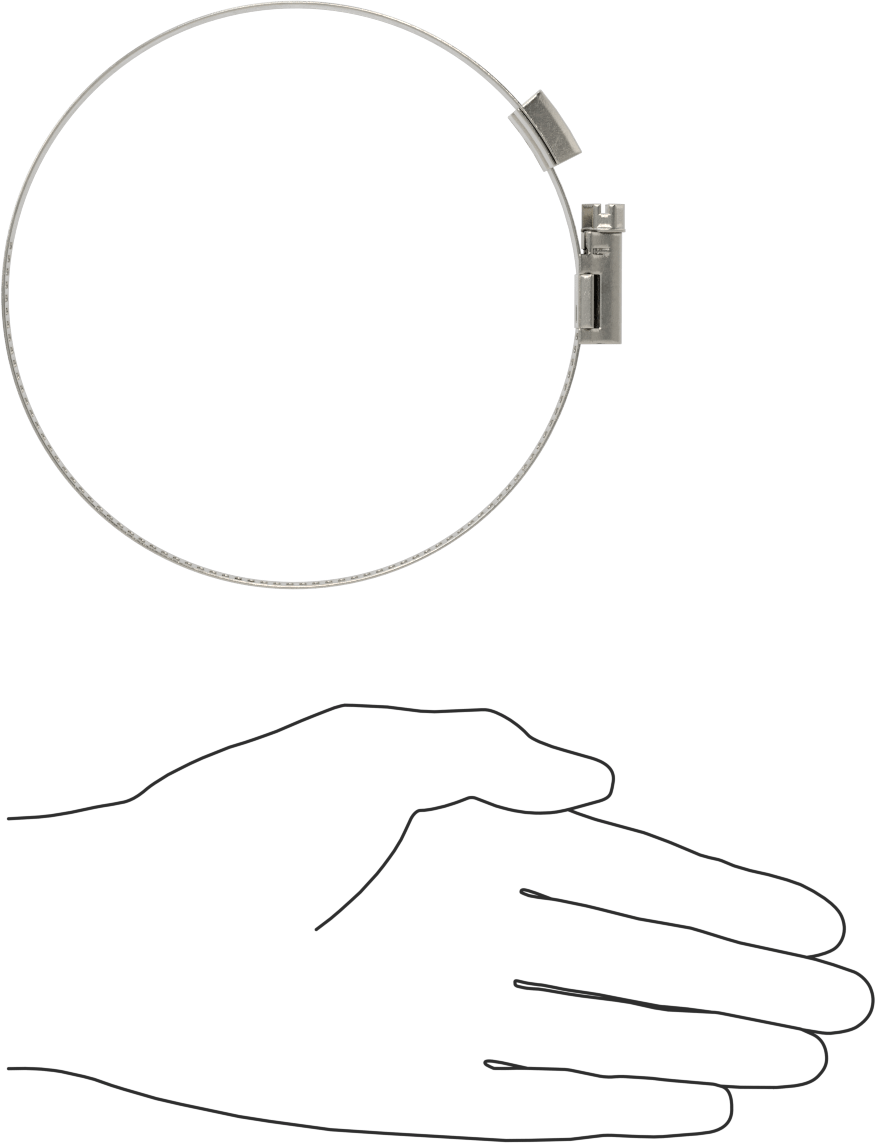Spiral Kanal için Kanal Hortum Kelepçesi, 301 Paslanmaz Çelik, 305 Paslanmaz Çelik Vida ile, 3-1/4"-4-3/4" ID, Sol El Spiral