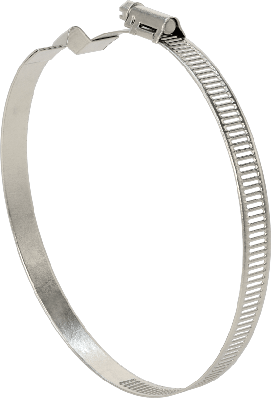 Spiral Kanal için Kanal Hortum Kelepçesi, 301 Paslanmaz Çelik, 305 Paslanmaz Çelik Vida ile, 4-1/4"-5-3/4" ID, Sol El Spiral