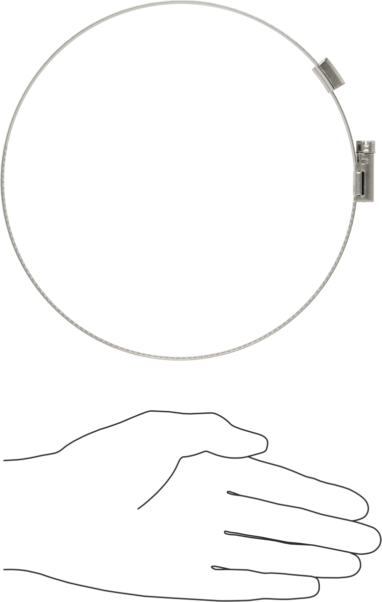 Spiral Kanal için Kanal Hortum Kelepçesi, 301 Paslanmaz Çelik, 305 Paslanmaz Çelik Vida ile, 5-1/4"-6-3/4" ID, Sol El Spiral