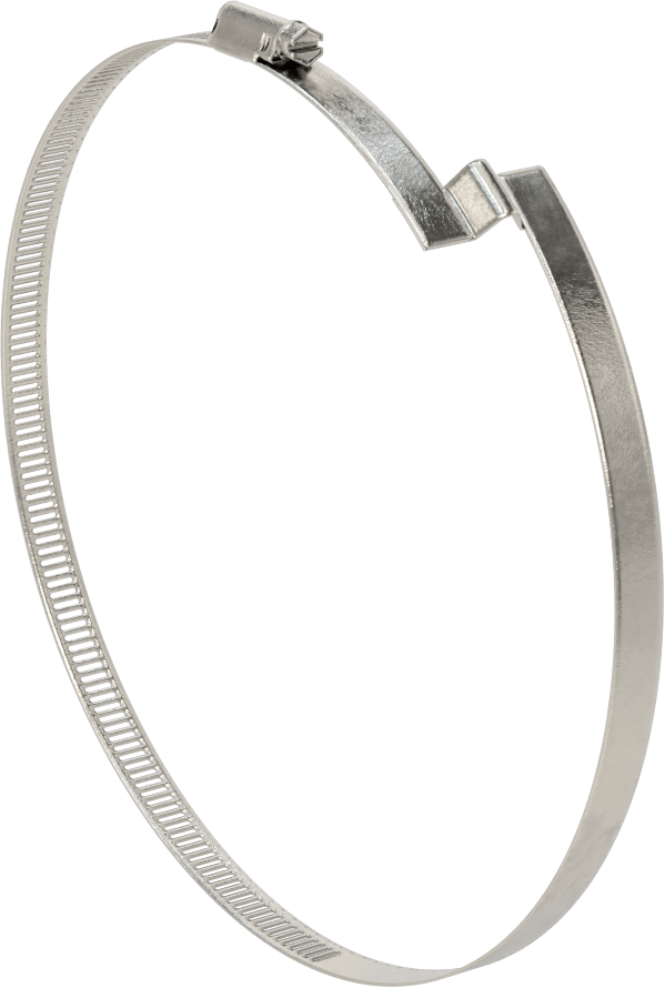 Spiral Kanal için Kanal Hortum Kelepçesi, 301 Paslanmaz Çelik, 305 Paslanmaz Çelik Vida ile, 7-1/4"-8-3/4" ID, Sol El Spiral