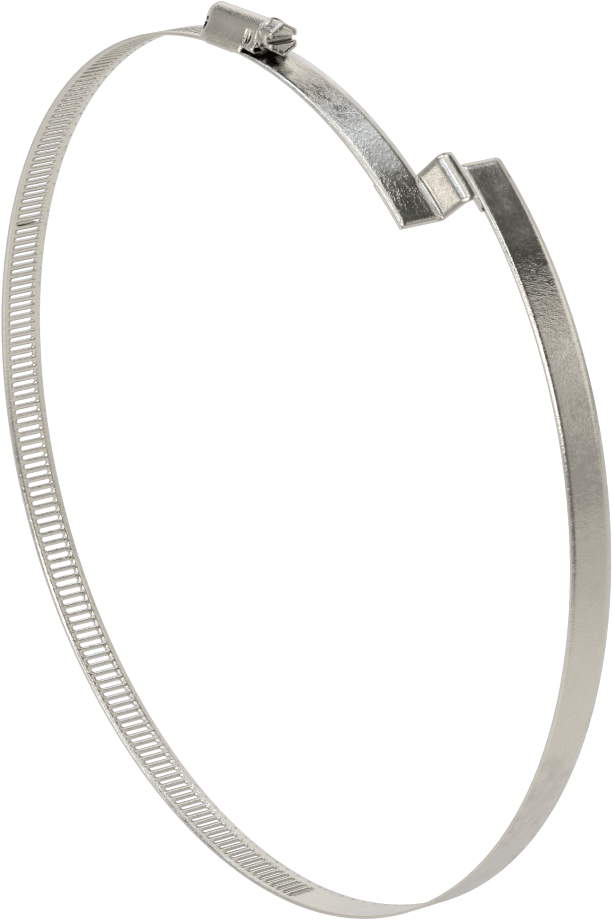 Spiral Kanal için Kanal Hortum Kelepçesi, 301 Paslanmaz Çelik, 305 Paslanmaz Çelik Vida ile, 8-1/4"-9-3/4" ID, Sol El Spiral