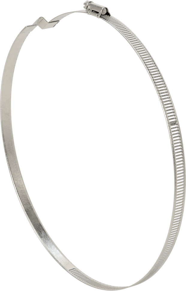 Spiral Kanal için Kanal Hortum Kelepçesi, 301 Paslanmaz Çelik, 305 Paslanmaz Çelik Vida ile, 9-1/4"-10-3/4" ID, Sol El Spiral