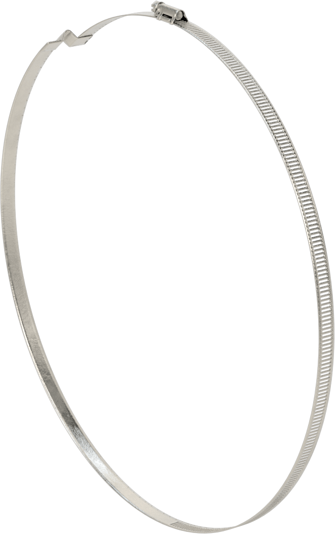 Spiral Kanal için Kanal Hortum Kelepçesi, 301 Paslanmaz Çelik, 305 Paslanmaz Çelik Vida ile, 13-1/4"-14-3/4" ID, Sol El Spiral