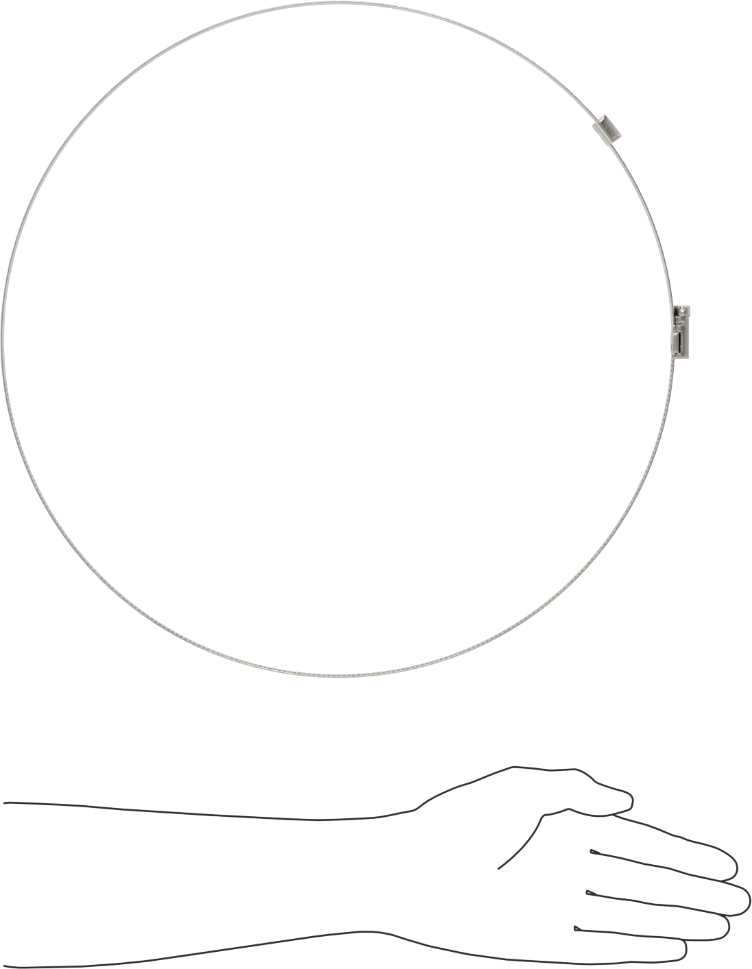 Spiral Kanal için Kanal Hortum Kelepçesi, 301 Paslanmaz Çelik, 305 Paslanmaz Çelik Vida ile, 13-1/4"-14-3/4" ID, Sol El Spiral