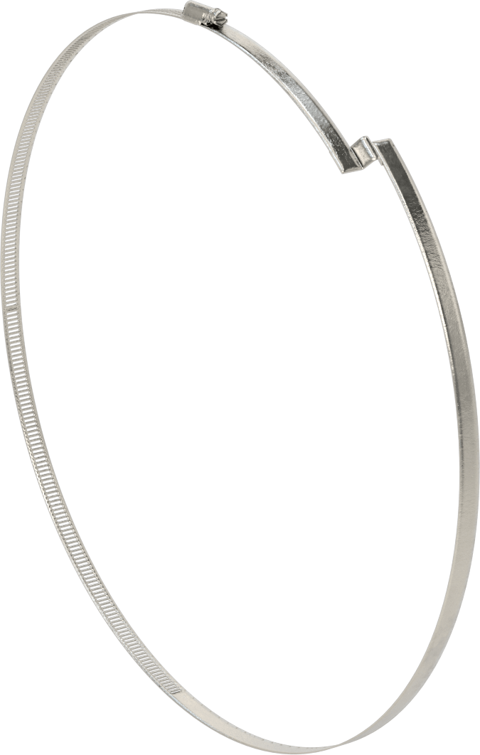 Spiral Kanal için Kanal Hortum Kelepçesi, 301 Paslanmaz Çelik, 305 Paslanmaz Çelik Vida ile, 15-1/4"-16-3/4" ID, Sol El Spiral