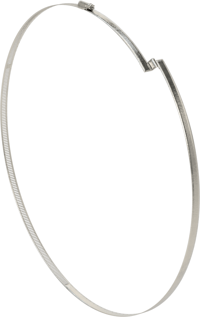 Spiral Kanal için Kanal Hortum Kelepçesi, 301 Paslanmaz Çelik, 305 Paslanmaz Çelik Vida ile, 17-1/4"-18-3/4" ID, Sol El Spiral