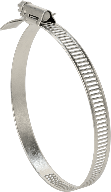 Spiral Kanal için Kanal Hortum Kelepçesi, 301 Paslanmaz Çelik, 305 Paslanmaz Çelik Vida ile, 3-1/4"-4-3/4" ID, Sağ El Spiral