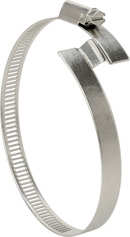 Spiral Kanal için Kanal Hortum Kelepçesi, 301 Paslanmaz Çelik, 305 Paslanmaz Çelik Vida ile, 3-1/4"-4-3/4" ID, Sağ El Spiral