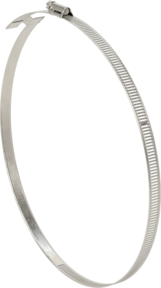 Spiral Kanal için Kanal Hortum Kelepçesi, 301 Paslanmaz Çelik, 305 Paslanmaz Çelik Vida ile, 9-1/4"-10-3/4" ID, Sağ El Spiral