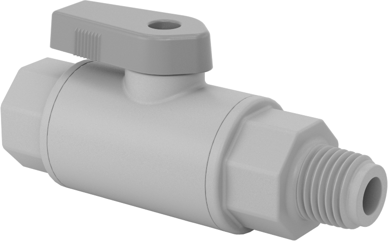 Gri PVC Açma/Kapama Vanası, Kompakt, 1/4 NPT Erkek x 1/4 NPT Dişi, 1,9 Cv