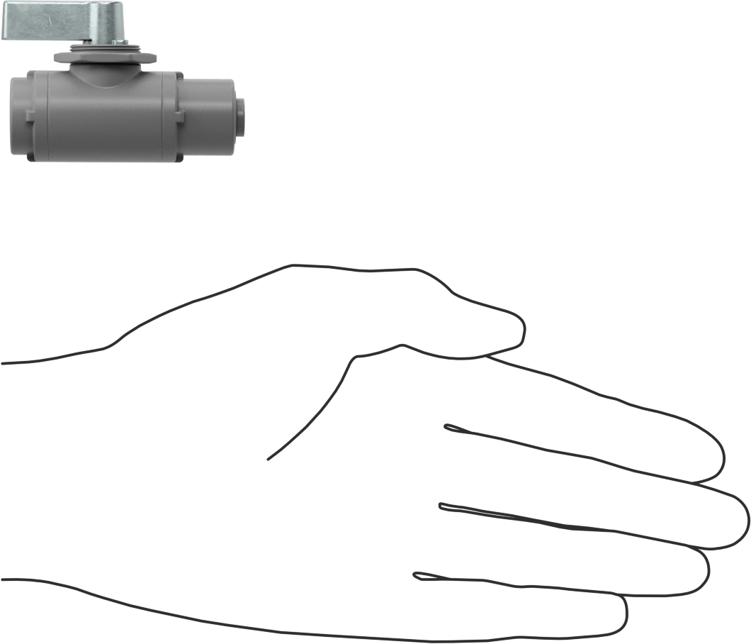 Gri PVC Açma/Kapama Vanası, 1/4 NPT Dişi x 1/4" Boru Dış Çapı Push-to-Connect, Standart Bağlantı Noktası