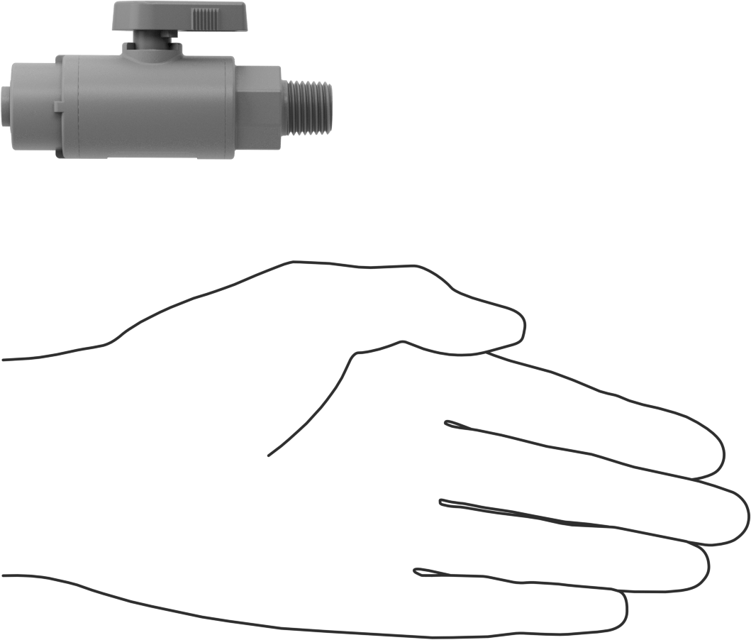 Gri PVC Açma/Kapama Vanası, 1/4 NPT Erkek x 1/4" Boru Dış Çapı için Push-to-Connect