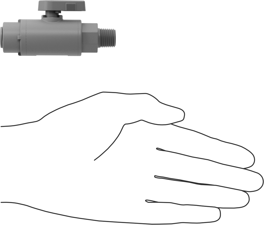 Gri PVC Açma/Kapama Vanası, 1/4 NPT Erkek x 3/8" Boru Dış Çapı için Push-to-Connect