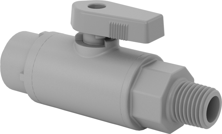 Gri PVC Açma/Kapama Vanası, 1/4 NPT Erkek x 3/8" Boru Dış Çapı için Push-to-Connect
