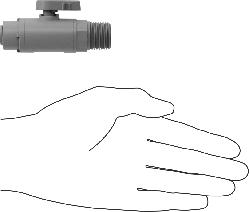 Gri PVC Açma/Kapama Vanası, 1/2 NPT Erkek x 3/8" Tüp OD Push-to-Connect için