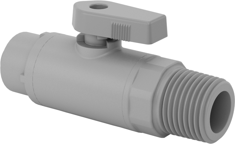 Gri PVC Açma/Kapama Vanası, 1/2 NPT Erkek x 3/8" Tüp OD Push-to-Connect için