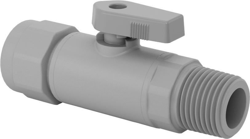 Gri PVC Açma/Kapama Vanası, 1/2 NPT Erkek x 1/2" Boru Dış Çapı Push-to-Connect