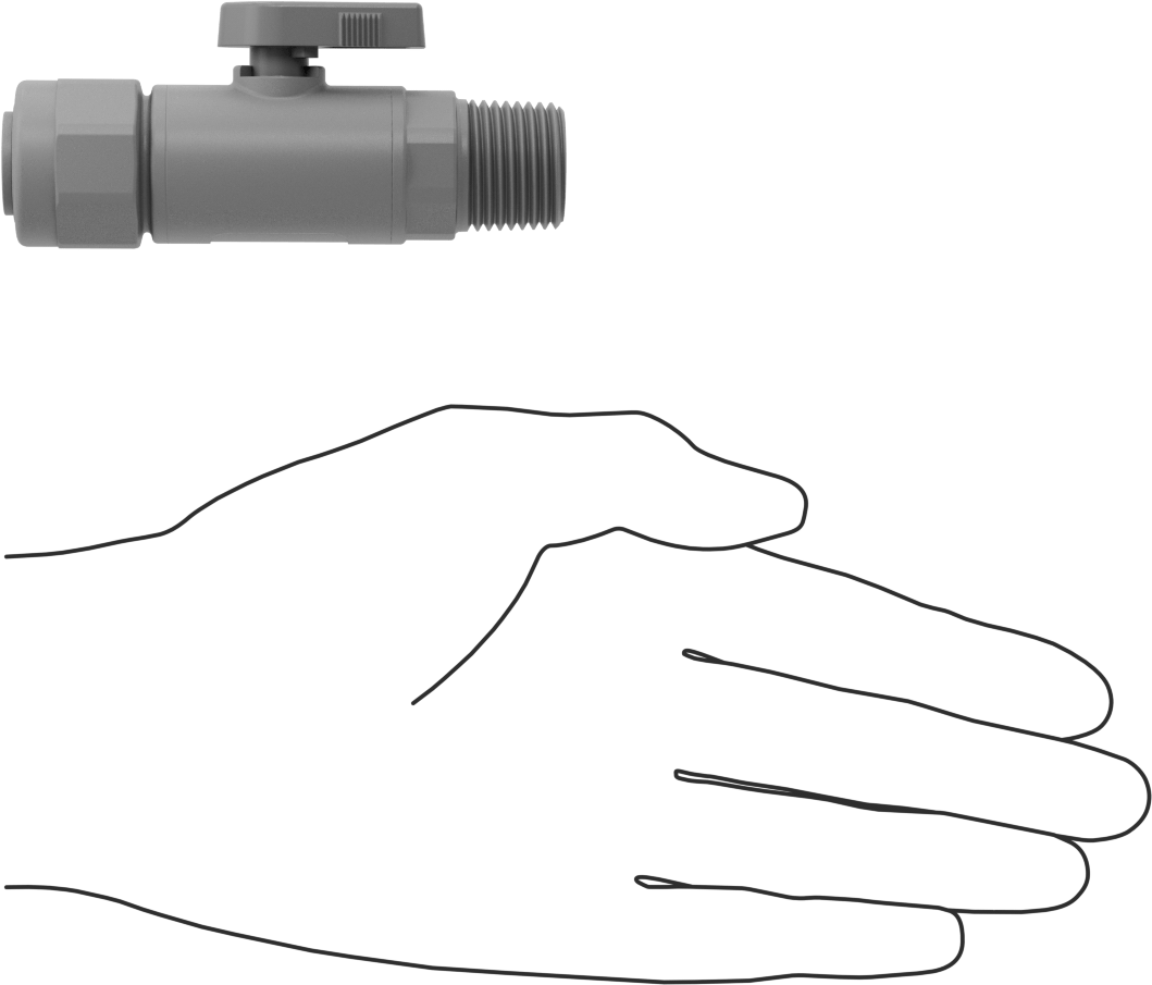 Gri PVC Açma/Kapama Vanası, 1/2 NPT Erkek x 1/2" Boru Dış Çapı Push-to-Connect