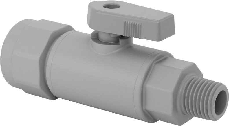 Gri PVC Açma/Kapama Vanası, 1/4 NPT Erkek x 1/2" Dış Çaplı Boru için Push-to-Connect