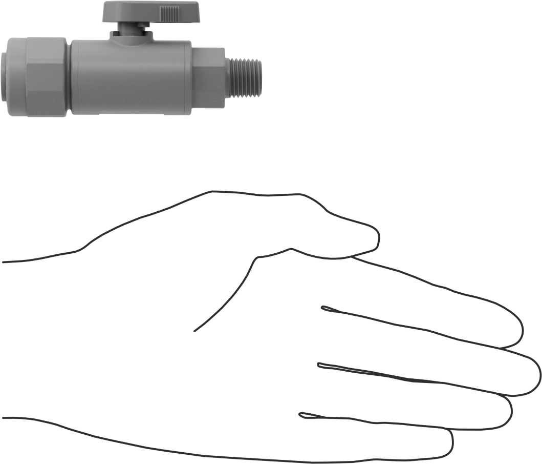 Gri PVC Açma/Kapama Vanası, 1/4 NPT Erkek x 1/2" Dış Çaplı Boru için Push-to-Connect