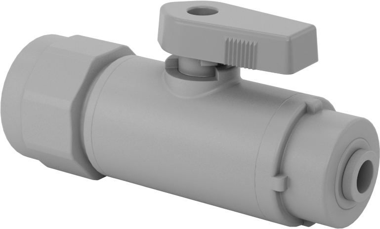 Gri PVC Açma/Kapama Vanası, 1/4“ x 1/2” Dış Çaplı Boru için Bas-Bağlan, Tam Bağlantı