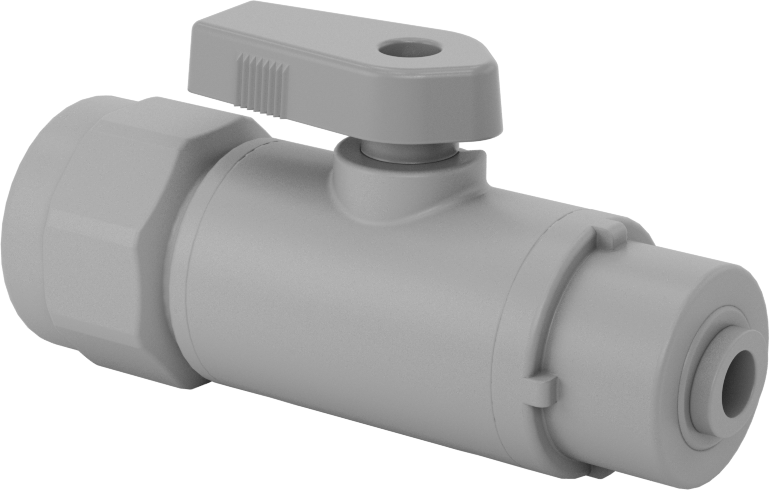 Gri PVC Açma/Kapama Vanası, Düz, 1/2“ x 1/4” Dış Çaplı Boru için İt-Bağlantı