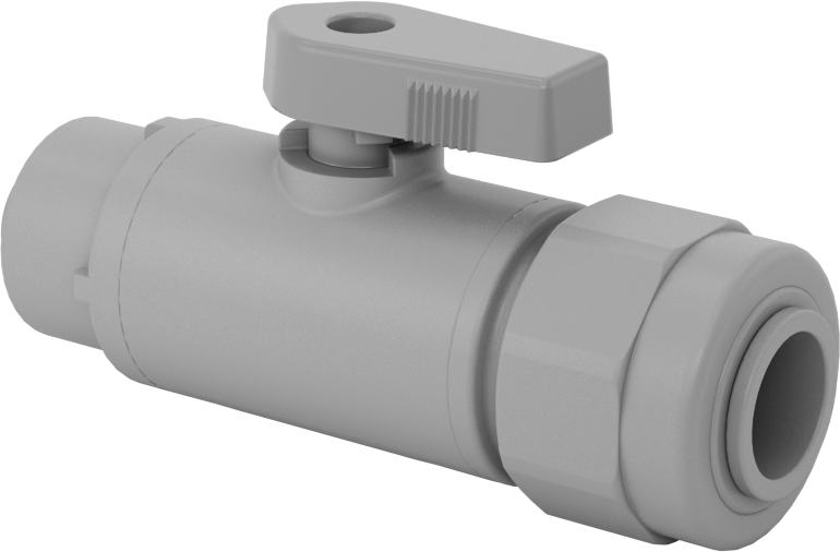 Gri PVC Açma/Kapama Vanası, Düz, 1/2“ x 3/8” Dış Çaplı Boru için İt-Bağlan