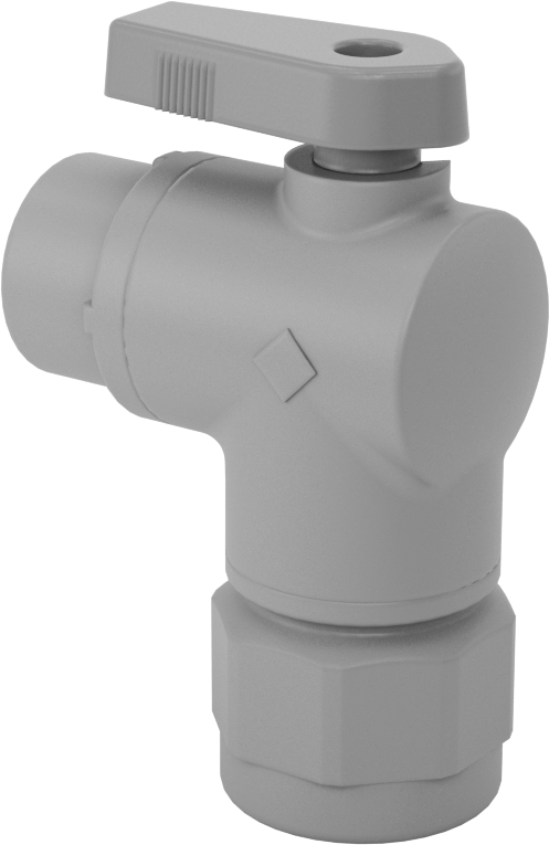 Gri PVC Açma/Kapama Vanası, Dirsek, 1/2 NPT Dişi, 1/4" Boru Dış Çapı Push-to-Connect için