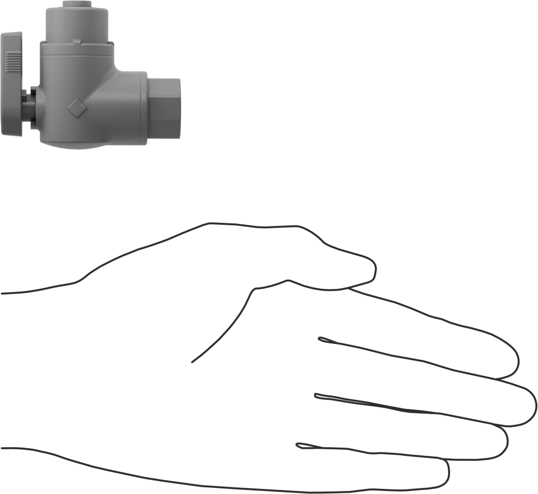 Gri PVC Açma/Kapama Vanası, Dirsek, 1/4 NPT Dişi, 1/4" Boru Dış Çapı Push-to-Connect için