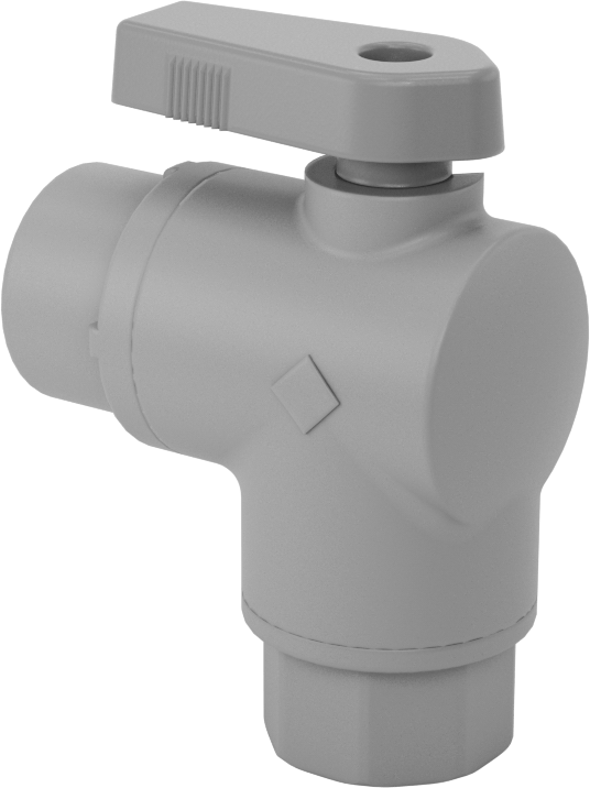 Gri PVC Açma/Kapama Vanası, Dirsek, 1/4 NPT Dişi, 1/4" Boru Dış Çapı Push-to-Connect için