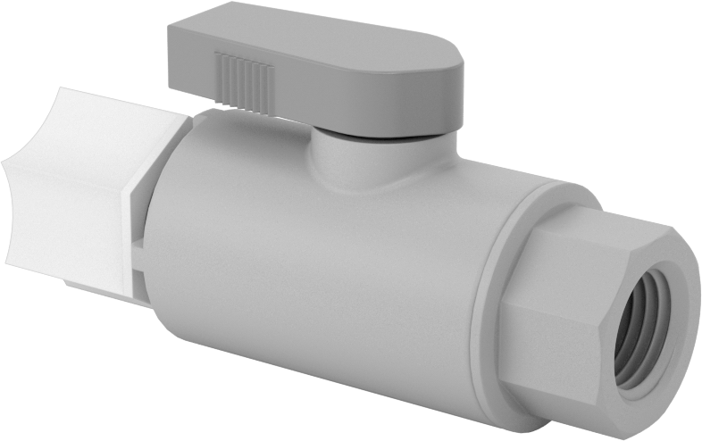 Gri PVC Açma/Kapama Vanası, Kompakt, 3/8" dış çap x 1/4 NPT dişi için Sıkıştırma Dişi