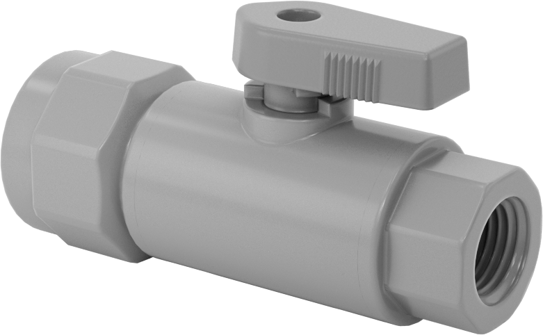 Gri PVC Açma/Kapama Vanası, Düz, 1/4 NPT Dişi x 1/2" Boru Dış Çapı Push-to-Connect