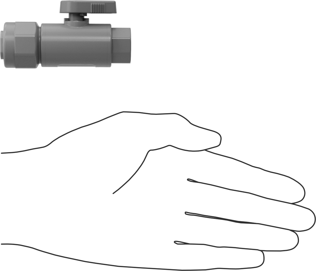 Gri PVC Açma/Kapama Vanası, Düz, 1/4 NPT Dişi x 1/2" Boru Dış Çapı Push-to-Connect