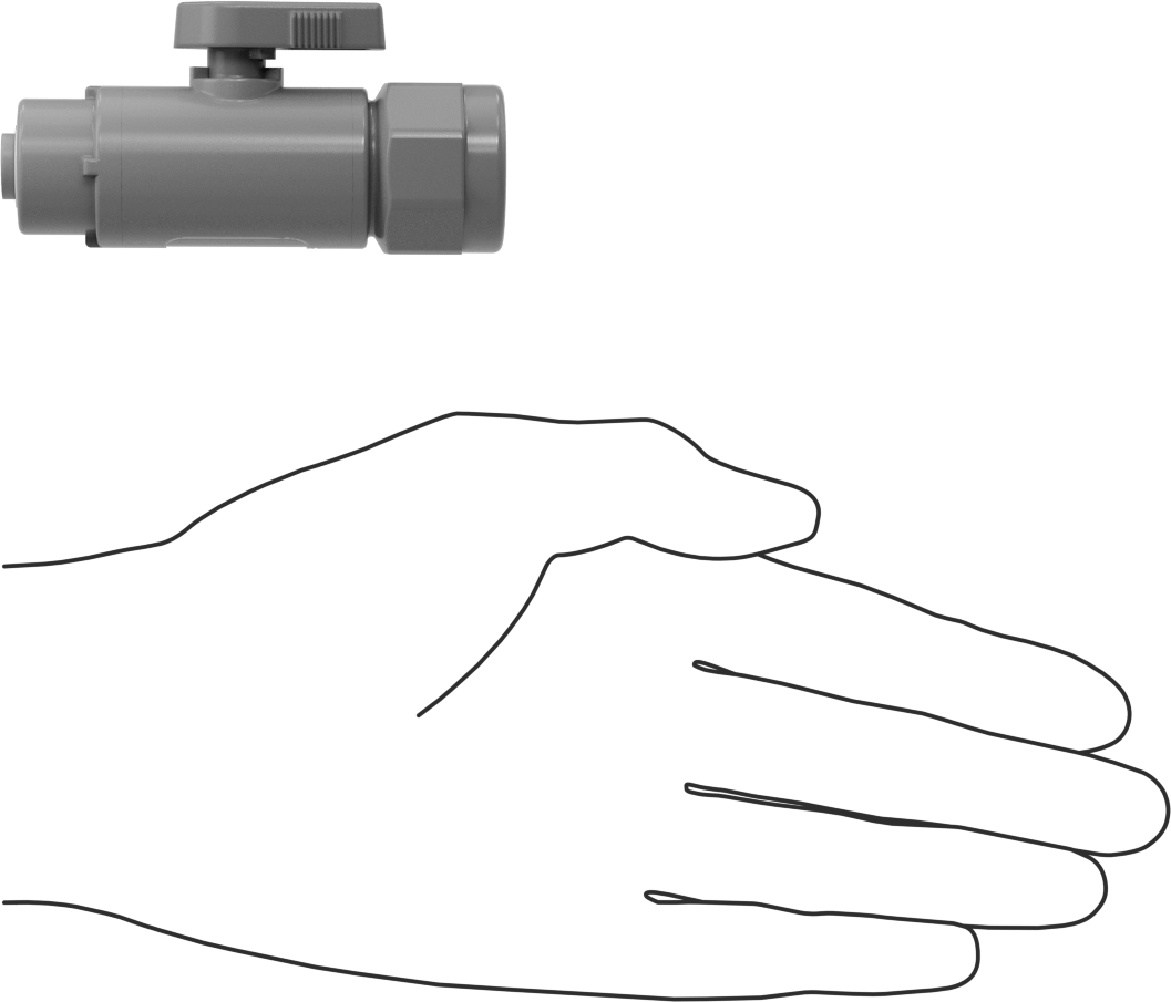 Gri PVC Açma/Kapama Vanası, Düz, 1/2 NPT Dişi x 1/4" Dış Çaplı Tüp Push-to-Connect