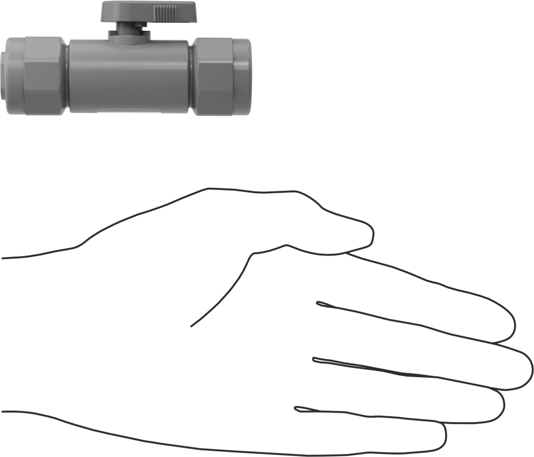 Gri PVC Açma/Kapama Vanası, Düz, 1/2 NPT Dişi x 1/2" Dış Çaplı Tüp Push-to-Connect