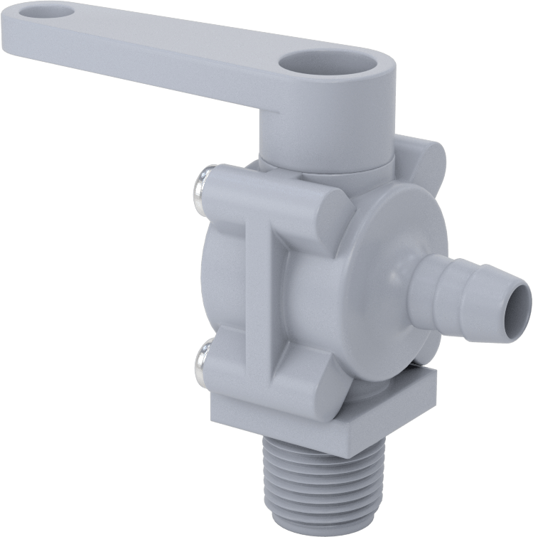 Gri PVC Açma/Kapama Vanası, Dirsek, 1/2 NPT Erkek x 1/2" Boru İç Çapı için