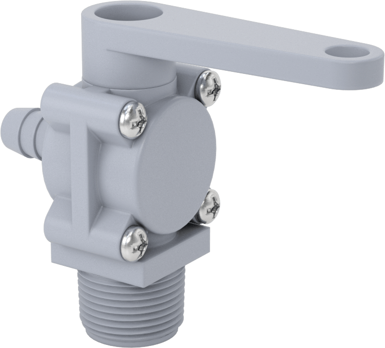Gri PVC Açma/Kapama Vanası, Dirsek, 3/4 NPT Erkek x 1/2" Boru İç Çapı
