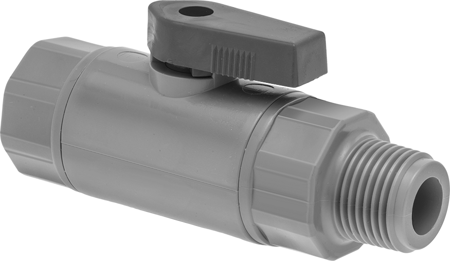 Gri PVC Açma/Kapama Vanası, Kompakt, 3/8 NPT Erkek x 3/8 NPT Dişi, 6,9 Cv