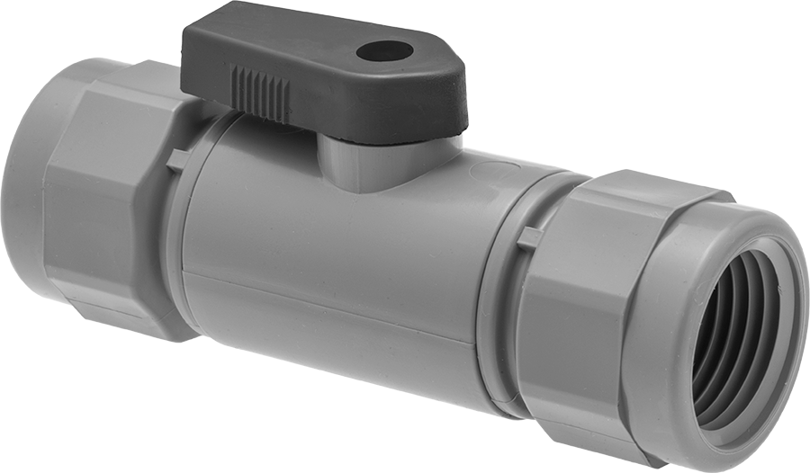 Gri PVC Açma/Kapama Vanası, Kompakt, 1/2 NPT Dişi x 1/2 NPT Dişi, 8,1 Cv