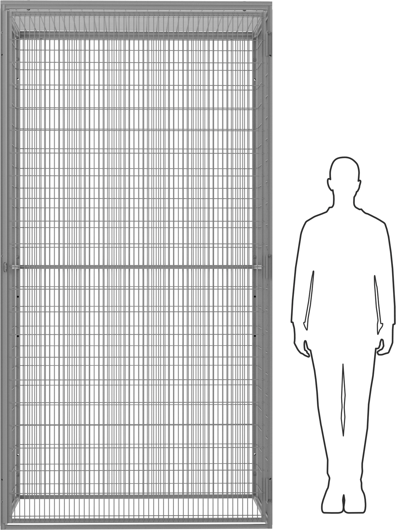 48“ Genişlik x 93” Yükseklik x 49" Derinlik Toplam Kafes Boyutu