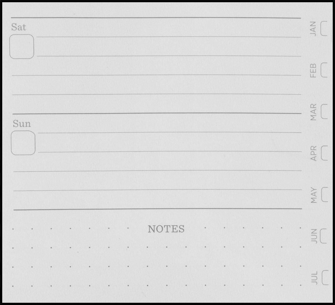 Fill in the planner's weekly calendar with your own dates