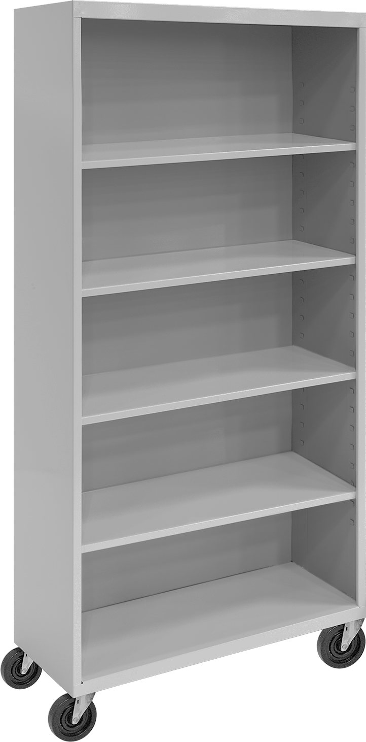 Mobil Kitaplık, 4 Raf ile, 78-1/2“ Yükseklik x 36” Genişlik x 18" Derinlik