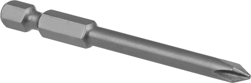 Darbeli Tornavidalar için Phillips Ucu, Elektrikli Aletler için 1/4" Altıgen Şaft, 1 Numaralı Boyut, 2-3/4" Uzunluk